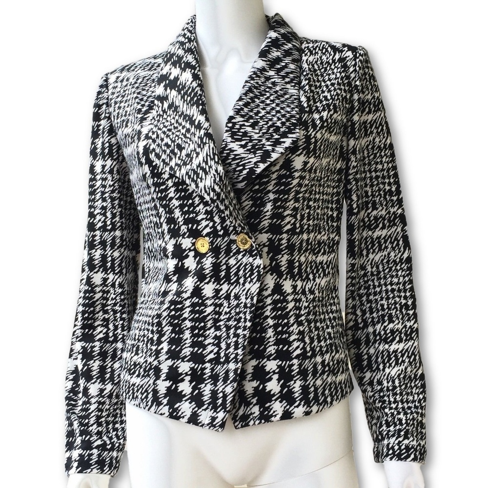 Anne Klein Houndstooth short blazer jacket sz M - Picture 1 of 7
